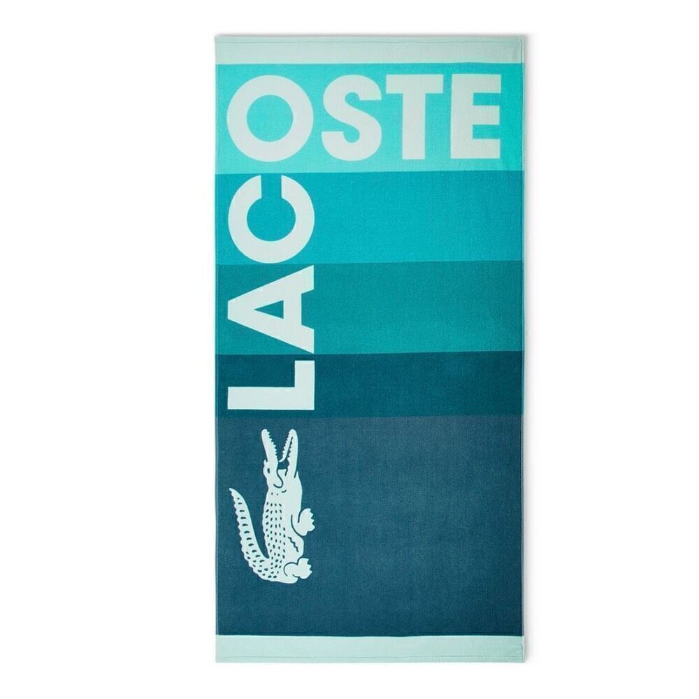 NWT Lacoste Gorgeous Green Ombre Blocks Logo 100% Cotton Big 72”x36” Beach Towel